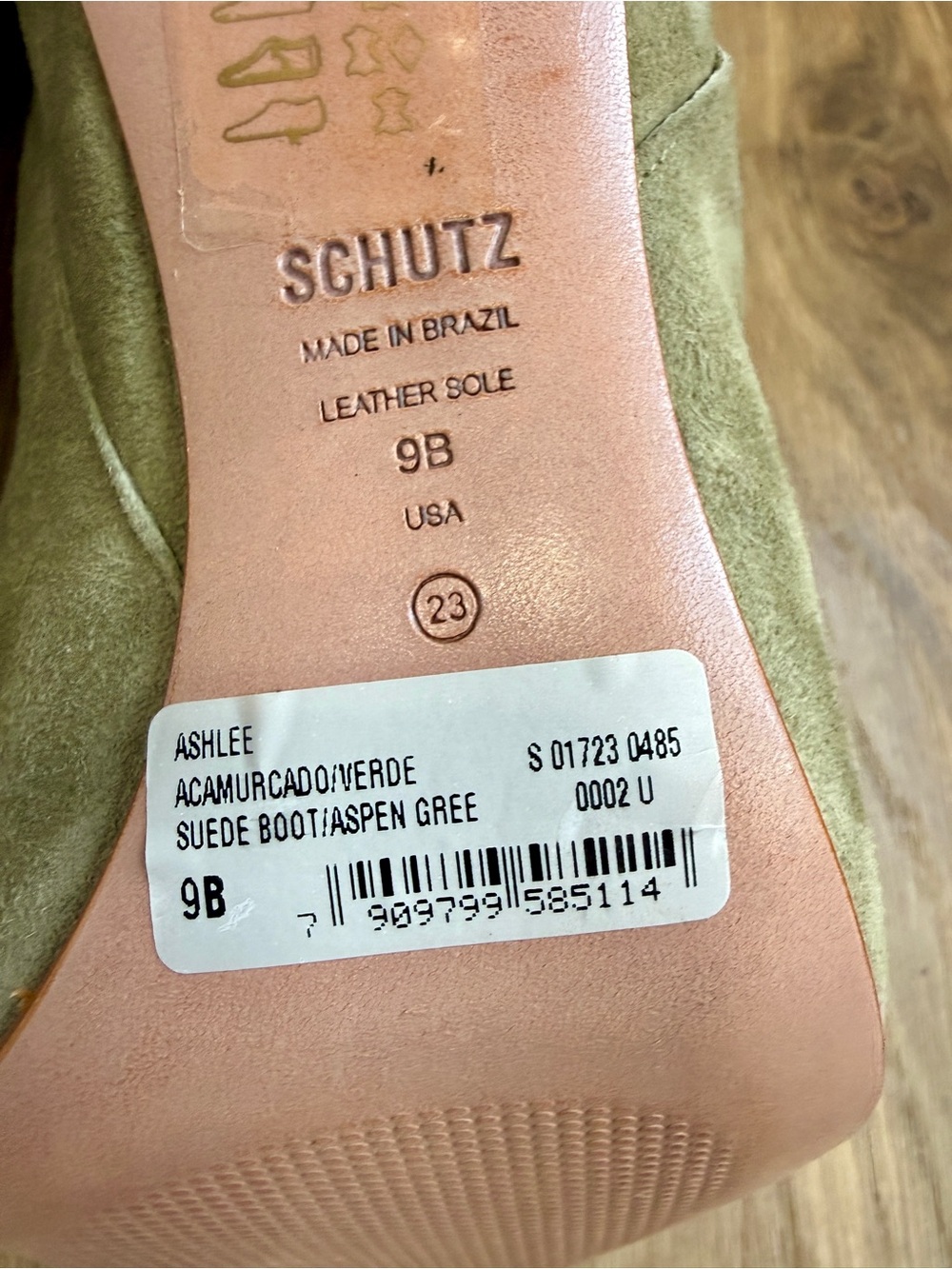 Schutz Ashlee Aspen Green Suede Slouch Boots Size 9B - Picture 9 of 9